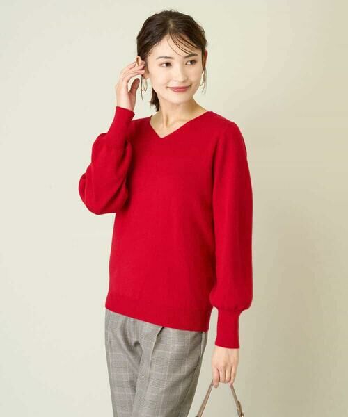 a.v.v / アー・ヴェ・ヴェ ニット・セーター | 【洗える】Vネックパフスリーブニット/アンサンブル対応 | 詳細1