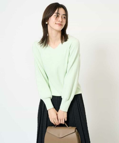 a.v.v / アー・ヴェ・ヴェ ニット・セーター | 【洗える】Vネックパフスリーブニット/アンサンブル対応 | 詳細13