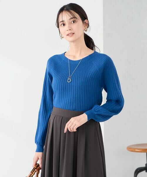 a.v.v / アー・ヴェ・ヴェ ニット・セーター | 【洗える】求心風モックネックニット（ブルー）
