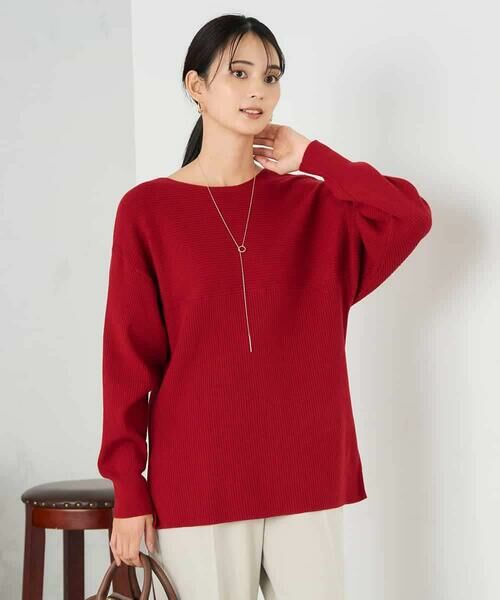 a.v.v 【洗える】切替ボートネックチュニックニット ¥3,455