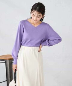 a.v.v / アー・ヴェ・ヴェ ニット・セーター | 【洗える/雑誌InRed(宝島社)11月号掲載】Vネック美ラクるパフスリーブニット