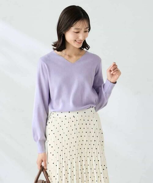 a.v.v / アー・ヴェ・ヴェ ニット・セーター | 【洗える】Vネック美ラクるパフスリーブニット【WEB限定】 | 詳細7