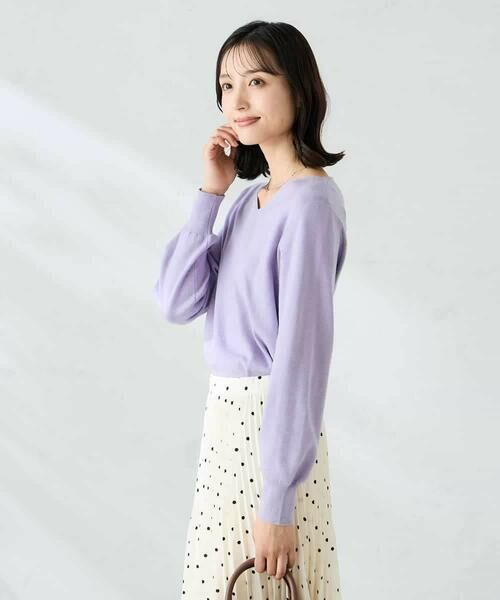 a.v.v / アー・ヴェ・ヴェ ニット・セーター | 【洗える】Vネック美ラクるパフスリーブニット【WEB限定】 | 詳細8