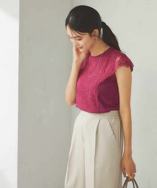 a.v.v / アー・ヴェ・ヴェ ニット・セーター | レーストリムフレンチスリーブサマーニット | 詳細2