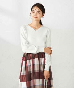 a.v.v / アー・ヴェ・ヴェ ニット・セーター | 【洗える】ラメVネック美ラクるパフスリーブニット