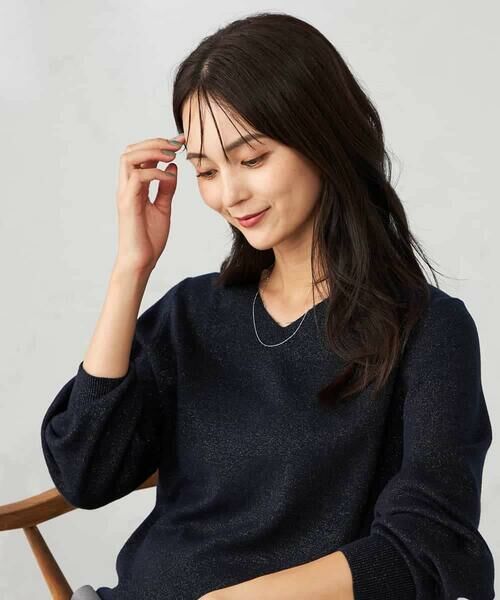 a.v.v / アー・ヴェ・ヴェ ニット・セーター | 【洗える】ラメVネック美ラクるパフスリーブニット | 詳細12