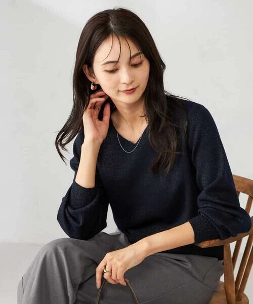a.v.v / アー・ヴェ・ヴェ ニット・セーター | 【洗える】ラメVネック美ラクるパフスリーブニット | 詳細13
