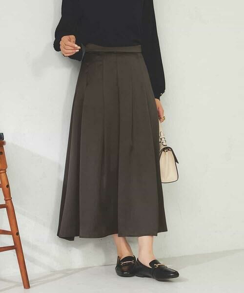 a.v.v / アー・ヴェ・ヴェ ロング・マキシ丈スカート | 【マシンウォッシャブル】タックフレアサテンスカート | 詳細6