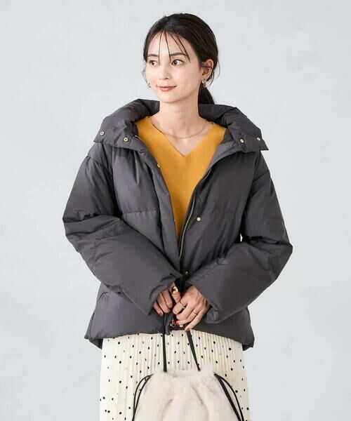 a.v.v/アー・ヴェ・ヴェ 【2WAY】スタンドネックショートダウンジャケット ダークグレー XL