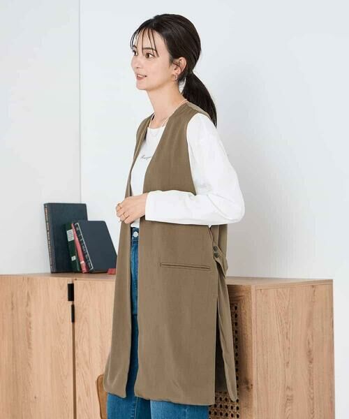 a.v.v / アー・ヴェ・ヴェ ベスト | 異素材切り替えロングジレ | 詳細1