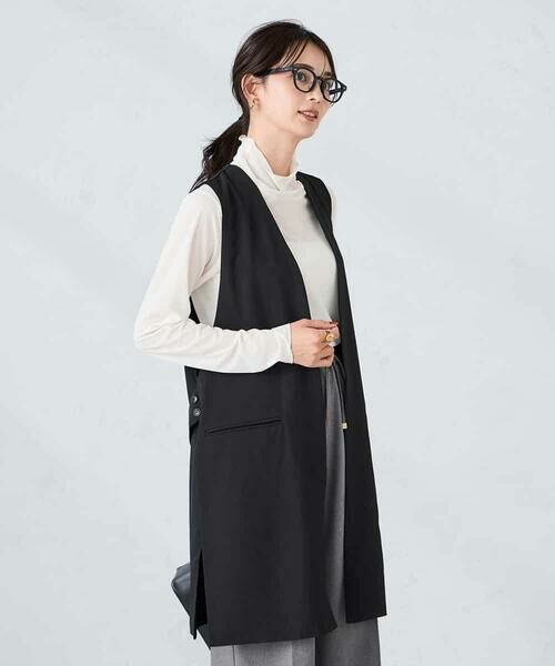 a.v.v / アー・ヴェ・ヴェ ベスト | 異素材切り替えロングジレ | 詳細10