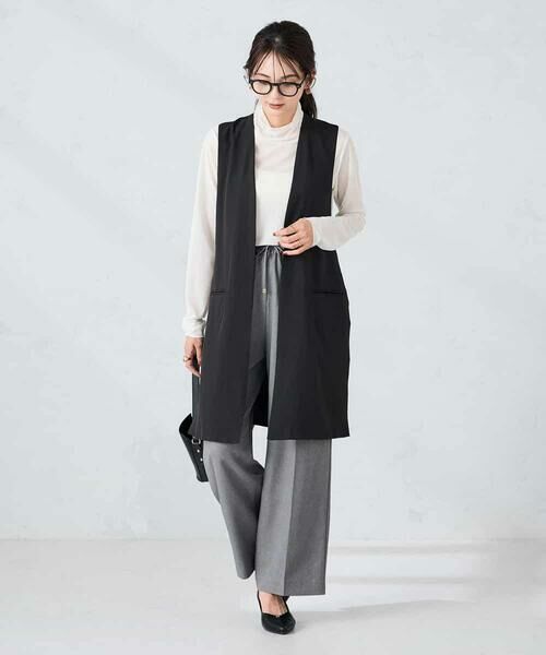 a.v.v / アー・ヴェ・ヴェ ベスト | 異素材切り替えロングジレ | 詳細11