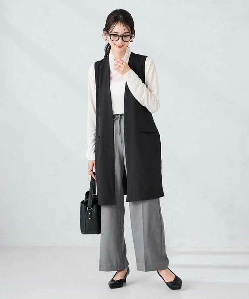 a.v.v / アー・ヴェ・ヴェ ベスト | 異素材切り替えロングジレ | 詳細12