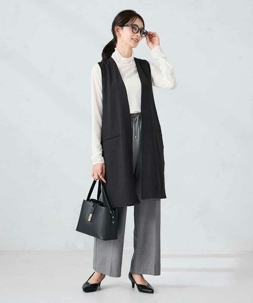 a.v.v / アー・ヴェ・ヴェ ベスト | 異素材切り替えロングジレ | 詳細13