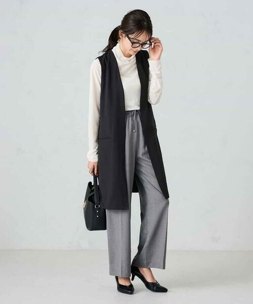a.v.v / アー・ヴェ・ヴェ ベスト | 異素材切り替えロングジレ | 詳細14