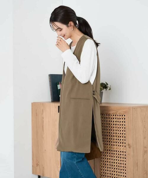 a.v.v / アー・ヴェ・ヴェ ベスト | 異素材切り替えロングジレ | 詳細2