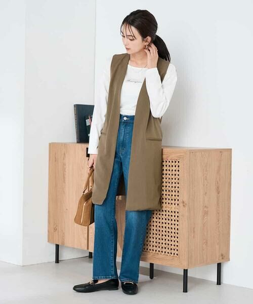 a.v.v / アー・ヴェ・ヴェ ベスト | 異素材切り替えロングジレ | 詳細4