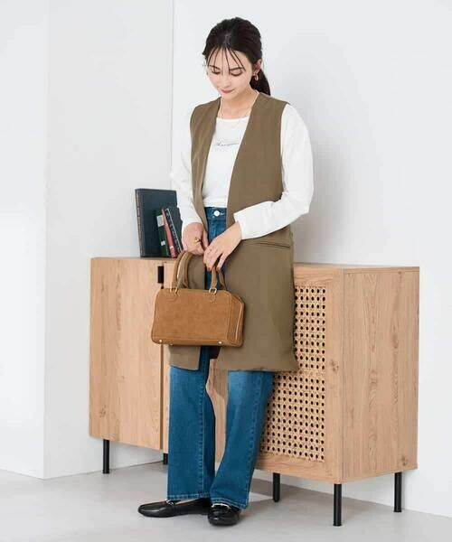 a.v.v / アー・ヴェ・ヴェ ベスト | 異素材切り替えロングジレ | 詳細5