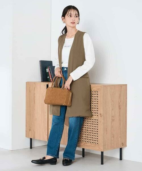 a.v.v / アー・ヴェ・ヴェ ベスト | 異素材切り替えロングジレ | 詳細6