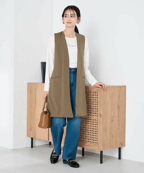 a.v.v / アー・ヴェ・ヴェ ベスト | 異素材切り替えロングジレ | 詳細7