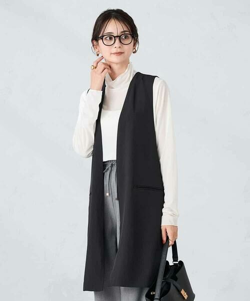 a.v.v / アー・ヴェ・ヴェ ベスト | 異素材切り替えロングジレ | 詳細8