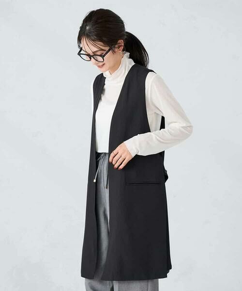 a.v.v / アー・ヴェ・ヴェ ベスト | 異素材切り替えロングジレ | 詳細9