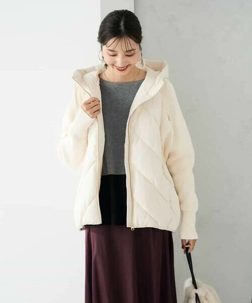 a.v.v/アー・ヴェ・ヴェ キルトニットドッキングジャケット アイボリー S