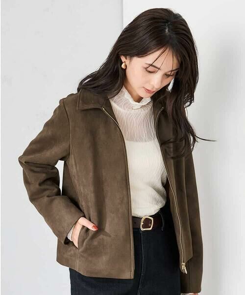 a.v.v/アー・ヴェ・ヴェ フェイクスエードステンカラーブルゾン ブラウン L