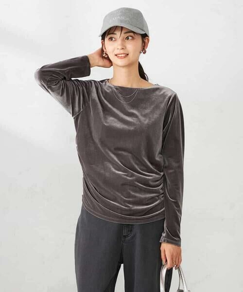 a.v.v / アー・ヴェ・ヴェ カットソー | ギャザーベロアトップス | 詳細1