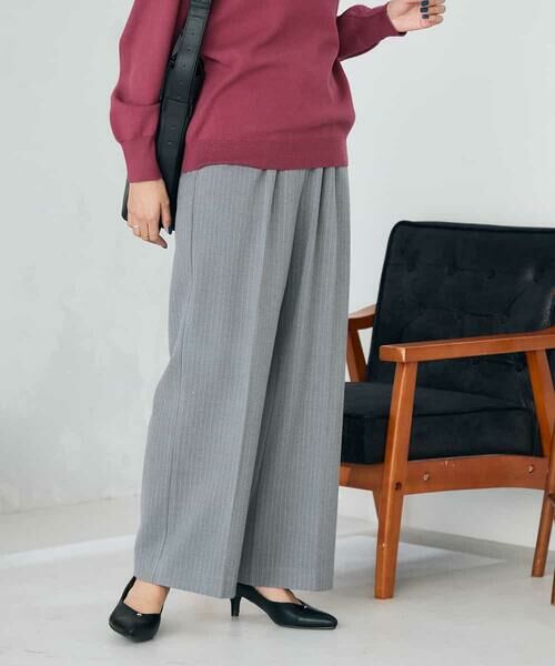 a.v.v / アー・ヴェ・ヴェ その他パンツ | 【イージーケア/洗える/ストレッチ】裏起毛美ラクるイージーストライプワイドパンツ | 詳細2