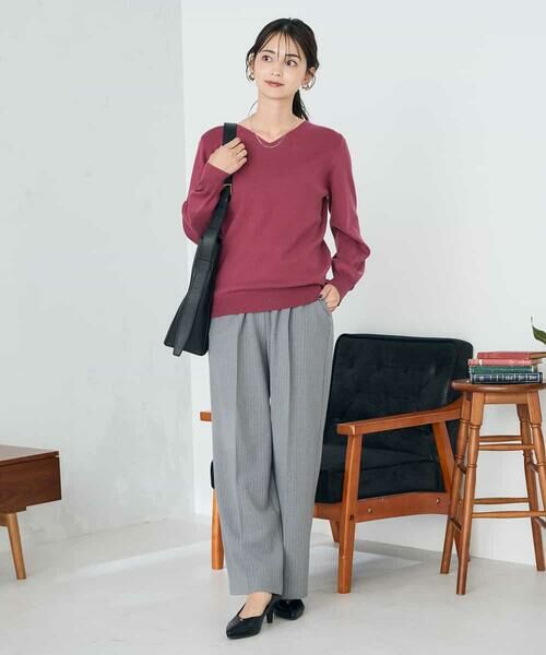 a.v.v / アー・ヴェ・ヴェ その他パンツ | 【イージーケア/洗える/ストレッチ】裏起毛美ラクるイージーストライプワイドパンツ | 詳細3