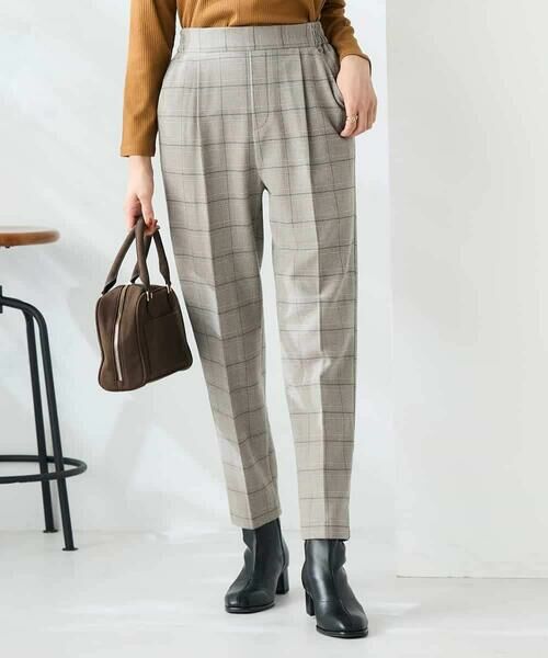 a.v.v / アー・ヴェ・ヴェ チノ・ワークパンツ | 【イージーケア/洗える/ストレッチ】裏起毛美ラクるスッキリ見えチェックテーパードパンツ | 詳細1