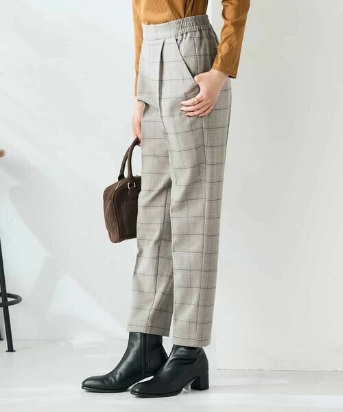 a.v.v / アー・ヴェ・ヴェ チノ・ワークパンツ | 【イージーケア/洗える/ストレッチ】裏起毛美ラクるスッキリ見えチェックテーパードパンツ | 詳細3