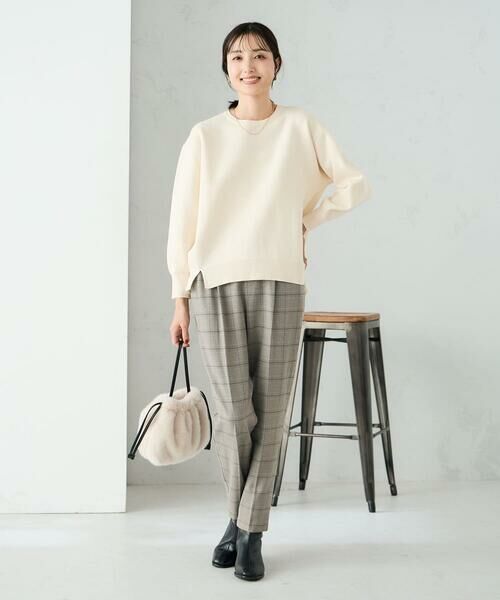 a.v.v / アー・ヴェ・ヴェ チノ・ワークパンツ | 【イージーケア/洗える/ストレッチ】裏起毛美ラクるスッキリ見えチェックテーパードパンツ | 詳細7