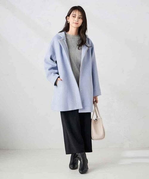 a.v.v / アー・ヴェ・ヴェ ノーカラージャケット | 【２WAY】Aラインフーデッドミドルコート | 詳細2