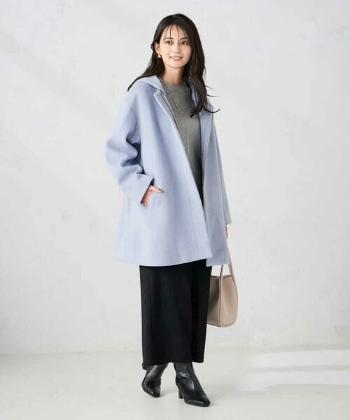 a.v.v / アー・ヴェ・ヴェ ノーカラージャケット | 【２WAY】Aラインフーデッドミドルコート | 詳細3