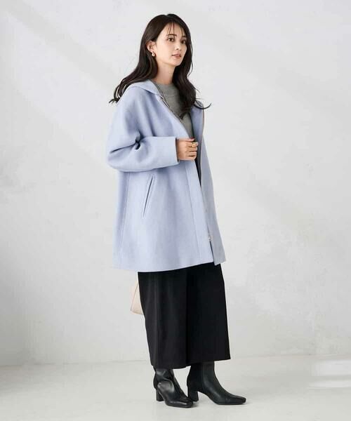 a.v.v / アー・ヴェ・ヴェ ノーカラージャケット | 【２WAY】Aラインフーデッドミドルコート | 詳細5