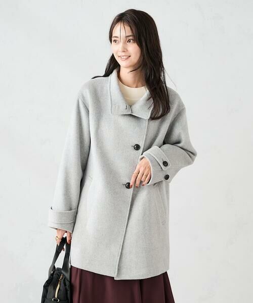 a.v.v/アー・ヴェ・ヴェ スタンドカラーミディコート ライトグレー L