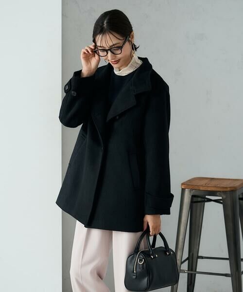 a.v.v/アー・ヴェ・ヴェ スタンドカラーミディコート ブラック M