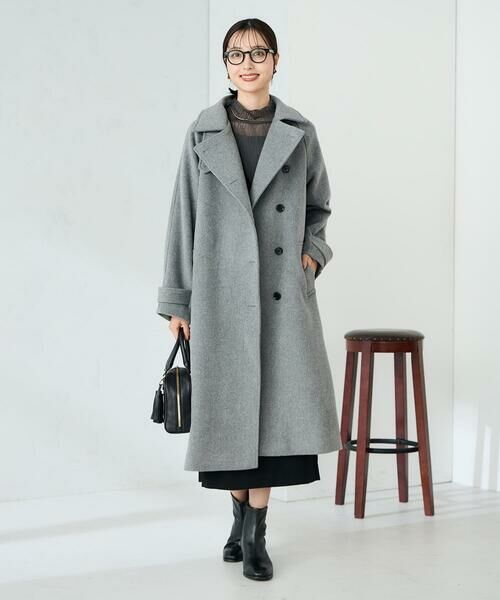 a.v.v/アー・ヴェ・ヴェ 【2WAY】テーラードロングコート グレー L a.v.v/アー・ヴェ・ヴェ 【2WAY】テーラードロングコート グレー L