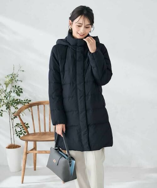 a.v.v/アー・ヴェ・ヴェ フーデッドロングダウンコート ネイビー XS