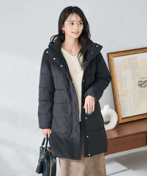 a.v.v/アー・ヴェ・ヴェ フーデッドロングダウンコート ブラック XS