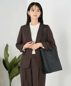 a.v.v / アー・ヴェ・ヴェ ノーカラージャケット | 【洗える/イージーケア/ストレッチ】パウダーツイルVネックジャケット