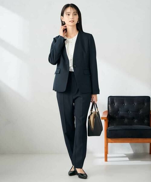 a.v.v / アー・ヴェ・ヴェ ノーカラージャケット | 【洗える/イージーケア/ストレッチ】パウダーツイルVネックジャケット | 詳細15