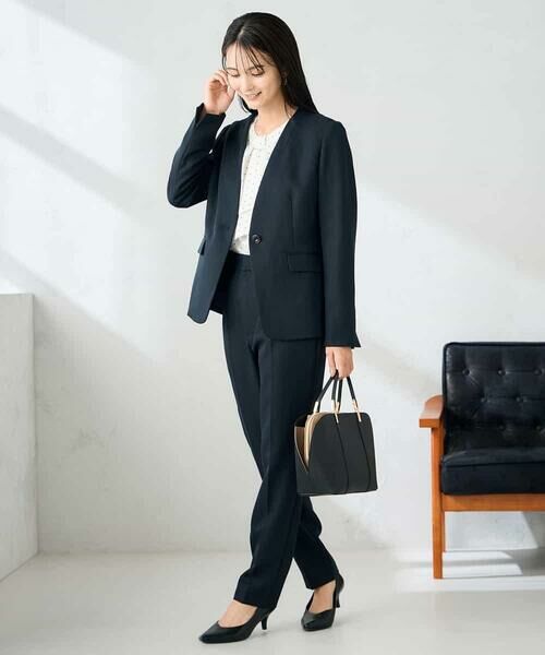 a.v.v / アー・ヴェ・ヴェ ノーカラージャケット | 【洗える/イージーケア/ストレッチ】パウダーツイルVネックジャケット | 詳細16