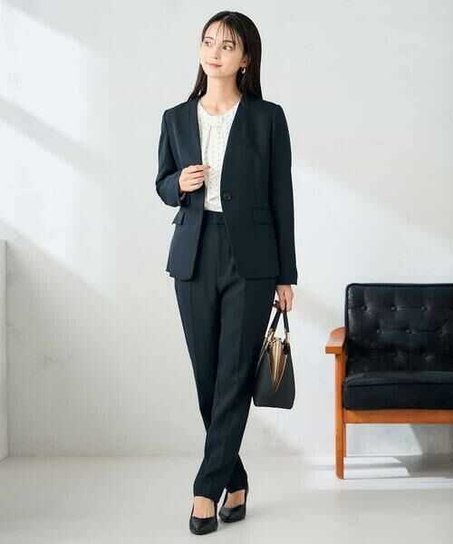 a.v.v / アー・ヴェ・ヴェ ノーカラージャケット | 【洗える/イージーケア/ストレッチ】パウダーツイルVネックジャケット | 詳細17