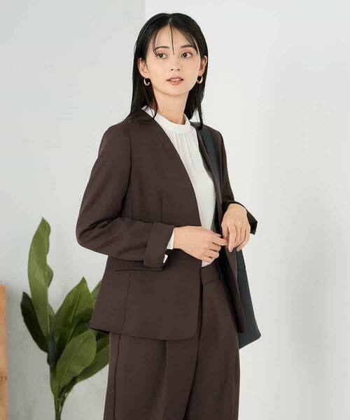 a.v.v / アー・ヴェ・ヴェ ノーカラージャケット | 【洗える/イージーケア/ストレッチ】パウダーツイルVネックジャケット | 詳細19