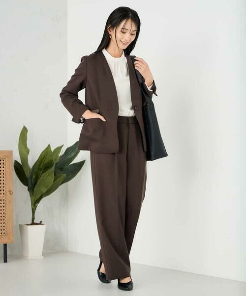 a.v.v / アー・ヴェ・ヴェ ノーカラージャケット | 【洗える/イージーケア/ストレッチ】パウダーツイルVネックジャケット | 詳細20