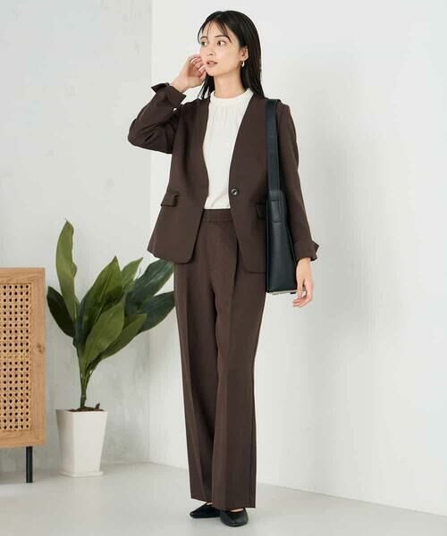 a.v.v / アー・ヴェ・ヴェ ノーカラージャケット | 【洗える/イージーケア/ストレッチ】パウダーツイルVネックジャケット | 詳細21