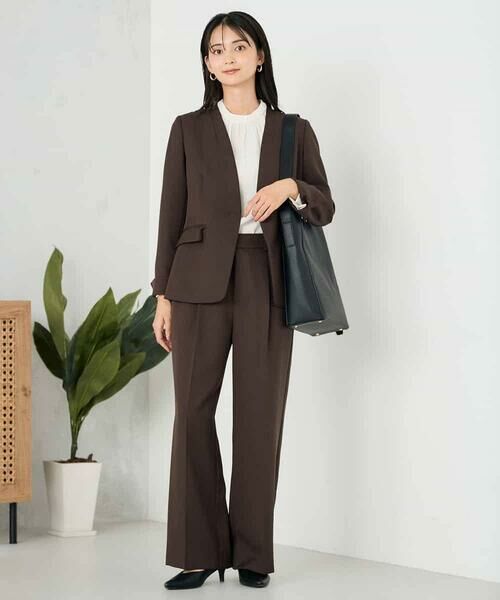 a.v.v / アー・ヴェ・ヴェ ノーカラージャケット | 【洗える/イージーケア/ストレッチ】パウダーツイルVネックジャケット | 詳細24